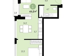 Продается 1-комнатная квартира ЖК Европейский берег, дом 43-2, 44.63  м², 7850000 рублей