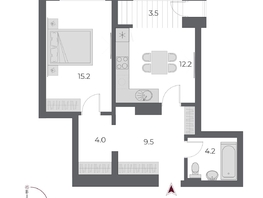 Продается 1-комнатная квартира ЖК ОСКАР, дом 1, 48.6  м², 10200000 рублей