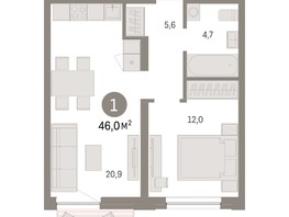 Продается 1-комнатная квартира ЖК Европейский берег, дом 44, 46  м², 7280000 рублей