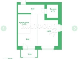 Продается 1-комнатная квартира ЖК Спектр, дом 9, 42.38  м², 5990000 рублей