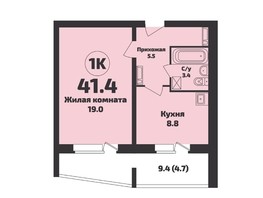 Продается 1-комнатная квартира ЖК Приозерный, дом 712 серия Life, 41.4  м², 4540000 рублей