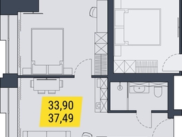 Продается 1-комнатная квартира АК Land Lord (Ленд Лорд), 37.49  м², 6748200 рублей