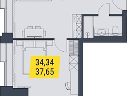 Продается 1-комнатная квартира АК Land Lord (Ленд Лорд), 37.65  м², 6833475 рублей