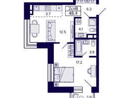 Продается 2-комнатная квартира ЖК Citatum (Цитатум), 48.4  м², 7850000 рублей