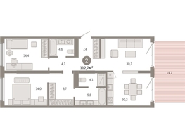 Продается 2-комнатная квартира ЖК Европейский берег, дом 49, 112.66  м², 17650000 рублей