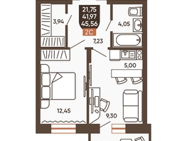 Продается 2-комнатная квартира ЖК Ермак, 45.56  м², 5680000 рублей