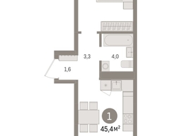 Продается 1-комнатная квартира ЖК Авиатор, дом 3, 45.42  м², 7270000 рублей