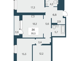 Продается 3-комнатная квартира ЖК Расцветай на Красном, дом 5, 95.5  м², 15900000 рублей