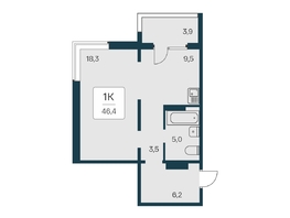 Продается 1-комнатная квартира ЖК Квартал на Игарской, дом 4 пан, 46.4  м², 5150000 рублей