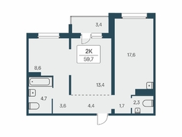 Продается 2-комнатная квартира ЖК Цветной бульвар, дом 3, 59.7  м², 7100000 рублей