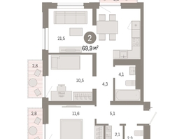 Продается 2-комнатная квартира ЖК Европейский берег, дом 44, 69.9  м², 10760000 рублей