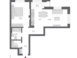 Продается 2-комнатная квартира ЖК ОСКАР, дом 2, 56.6  м², 10550000 рублей