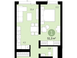 Продается 1-комнатная квартира ЖК Авиатор, дом 1-2, 51.27  м², 8520000 рублей