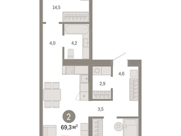 Продается 2-комнатная квартира ЖК Европейский берег, дом 49, 69.28  м², 10650000 рублей