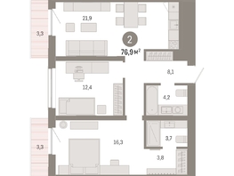 Продается 2-комнатная квартира ЖК Европейский берег, дом 49, 76.94  м², 11540000 рублей