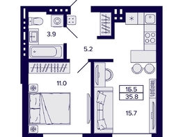 Продается 1-комнатная квартира ЖК Сподвижники, 35.8  м², 4500000 рублей