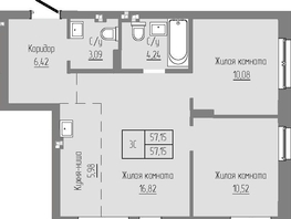 Продается 3-комнатная квартира ЖК Базилик, дом 2, 57.15  м², 8776000 рублей