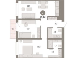 Продается 2-комнатная квартира ЖК Европейский берег, дом 49, 73.67  м², 11500000 рублей