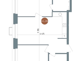 Продается 3-комнатная квартира ЖК 19/56 Кварталы Телецентра, сек 3, 61.35  м², 9400000 рублей