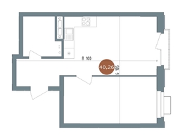 Продается 2-комнатная квартира ЖК 19/56 Кварталы Телецентра, сек 3, 40.26  м², 7500000 рублей