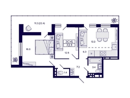 Продается 3-комнатная квартира ЖК Gorizont (Горизонт), 72.1  м², 8650000 рублей