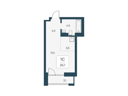 Продается Студия ЖК Расцветай на Кропоткина, дом 1, 28.7  м², 5600000 рублей