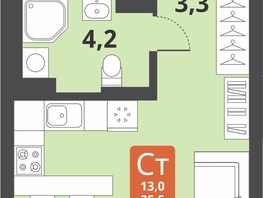 Продается Студия ЖК Тайгинский парк, дом 3, 25.5  м², 4730000 рублей