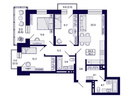 Продается 3-комнатная квартира ЖК Сподвижники, 82.1  м², 9650000 рублей