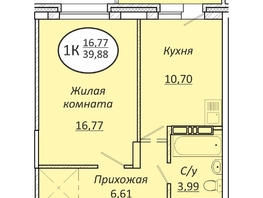 Продается 1-комнатная квартира ЖК Пролетарский, 39.88  м², 5184400 рублей