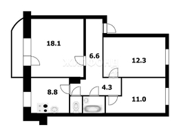 Продается 3-комнатная квартира Есенина ул, 65.3  м², 6800000 рублей