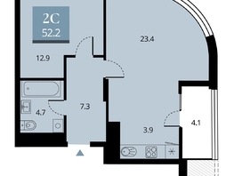 Продается 2-комнатная квартира ЖК Беринг, дом 2, 54.25  м², 11700000 рублей