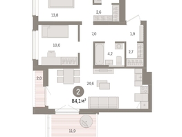 Продается 2-комнатная квартира ЖК Авиатор, дом 3, 84.08  м², 14460000 рублей