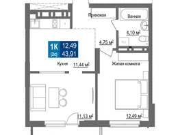 Продается 1-комнатная квартира ЖК Чкалов, дом 7, 43.91  м², 6806050 рублей