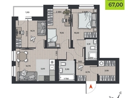 Продается 4-комнатная квартира ЖК ДНК, 67  м², 8779000 рублей