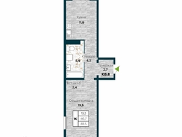 Продается 1-комнатная квартира ЖК Галактика, дом 5 Плутон, 48.5  м², 7200000 рублей