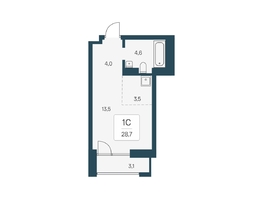 Продается Студия ЖК Расцветай на Кропоткина, дом 1, 28.7  м², 5650000 рублей