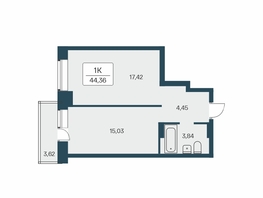 Продается 1-комнатная квартира ЖК Расцветай на Зорге, дом 2, 45.1  м², 4700000 рублей