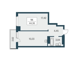 Продается 1-комнатная квартира ЖК Расцветай на Зорге, дом 3, 45.2  м², 5100000 рублей