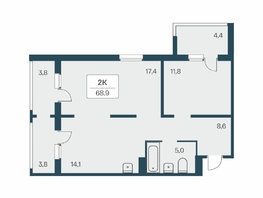 Продается 2-комнатная квартира ЖК Цветной бульвар, дом 3, 68.9  м², 7250000 рублей