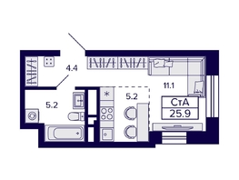 Продается Студия ЖК Citatum (Цитатум), 25.9  м², 5550000 рублей