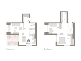 Продается 2-комнатная квартира ЖК Авиатор, дом 3, 101.01  м², 17860000 рублей