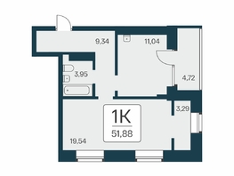 Продается 1-комнатная квартира ЖК Сакура парк, дом 2, 51.5  м², 9800000 рублей