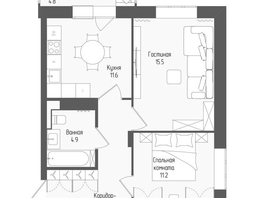 Продается 2-комнатная квартира ЖК Тетрис, корпус 1, 54.8  м&sup2;, 10055550 рублей