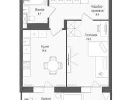 Продается 1-комнатная квартира ЖК Тетрис, корпус 2, 46.2  м&sup2;, 8006000 рублей