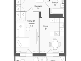 Продается 1-комнатная квартира ЖК Тетрис, корпус 2, 41.4  м&sup2;, 8111000 рублей