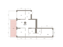 Продается 3-комнатная квартира ЖК Лебедевский квартал, д 1, 95.8  м&sup2;, 14810000 рублей
