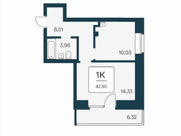 Продается 1-комнатная квартира ЖК Сакура парк, дом 2, 42.2  м², 8500000 рублей