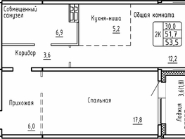 Продается 2-комнатная квартира ЖК Самоцветы, Бирюза дом 2, 53.5  м², 6300000 рублей