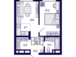 Продается 2-комнатная квартира ЖК Citatum (Цитатум), 38.9  м², 6650000 рублей