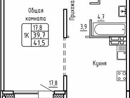 Продается 1-комнатная квартира ЖК Самоцветы, Бирюза дом 1, 41.5  м², 5800000 рублей